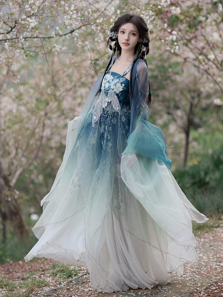 Women Summer Hanfu Tang Dynasty Hezi Qun Ethereal Butterfly Set