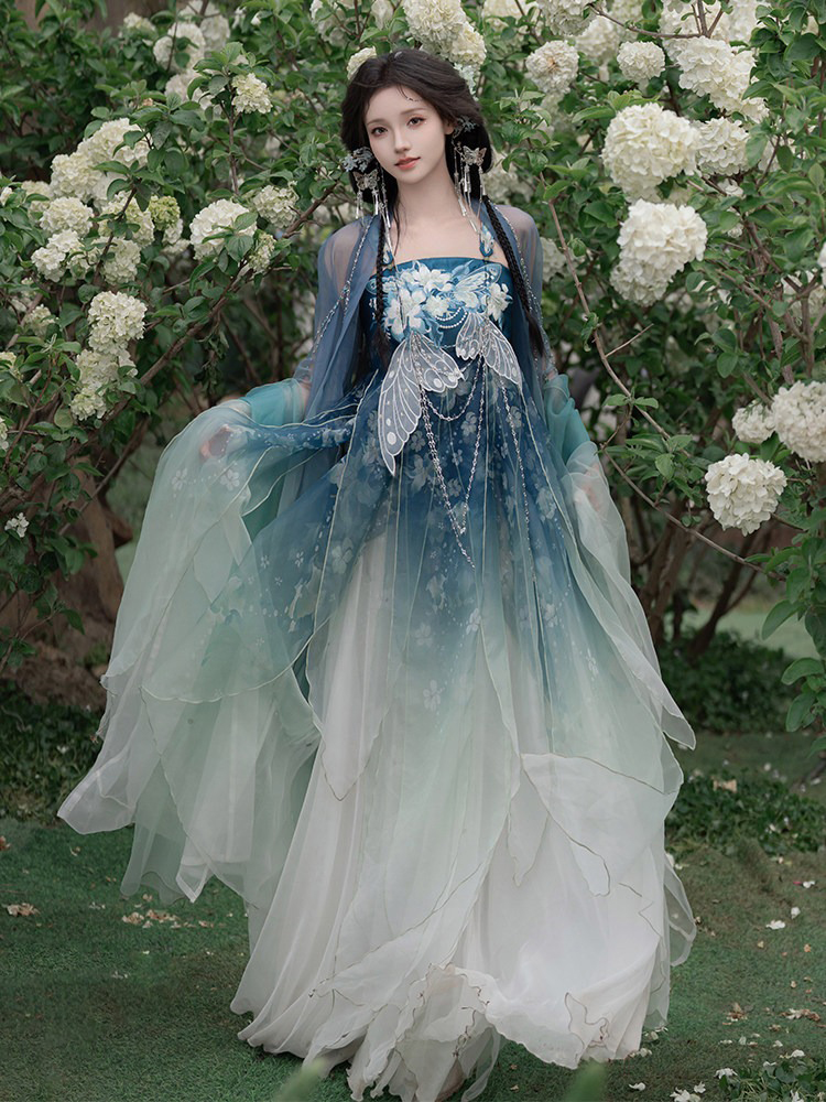 Women Summer Hanfu Tang Dynasty Hezi Qun Ethereal Butterfly Set