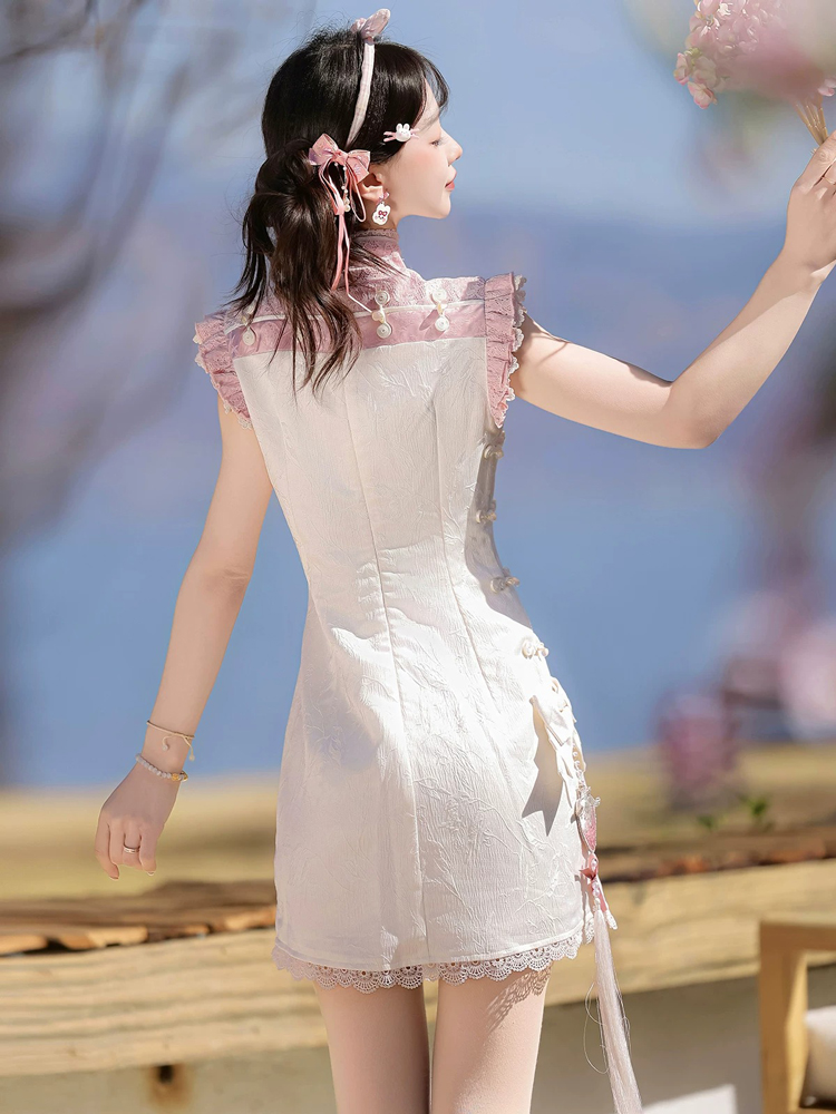 Women Summer Retro Qipao with Chinese-Inspired and Strawberry-Themed Casual Set