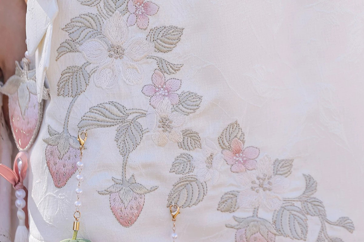 Women Summer Retro Qipao with Chinese-Inspired and Strawberry-Themed Casual Set