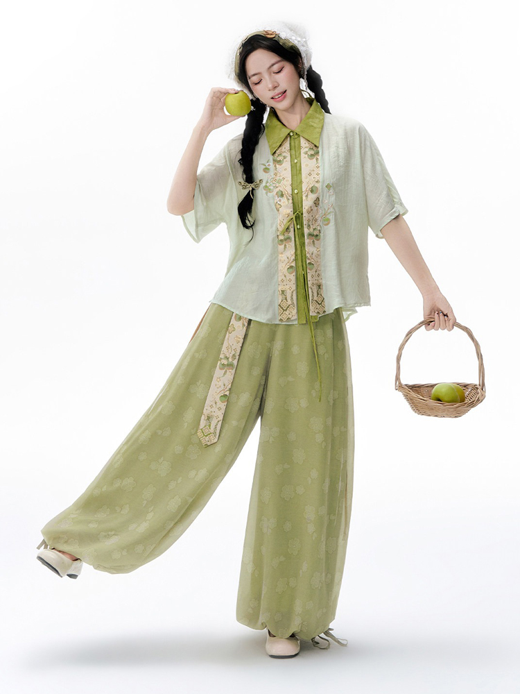 Women Summer Song Dynasty-Style Short-Sleeve Songku Set