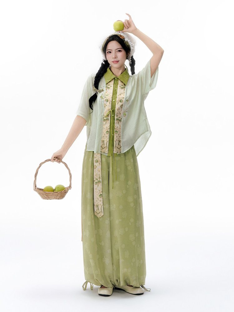 Women Summer Song Dynasty-Style Short-Sleeve Songku Set