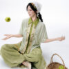 Women-Summer-Song-Dynasty-Style-Short-Sleeve-Songku-Set-2 Women Summer Song Dynasty-Style Short-Sleeve Songku Set