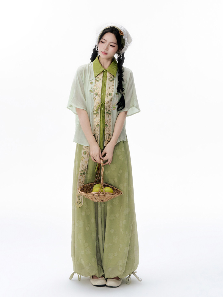 Women Summer Song Dynasty-Style Short-Sleeve Songku Set