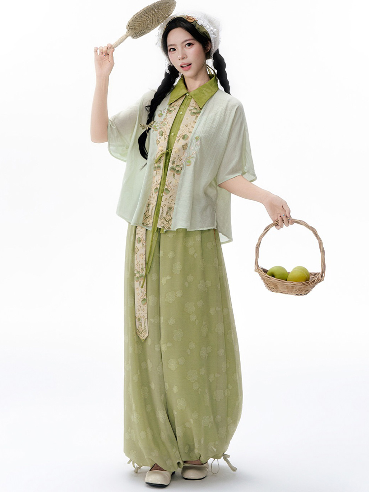 Women Summer Song Dynasty-Style Short-Sleeve Songku Set