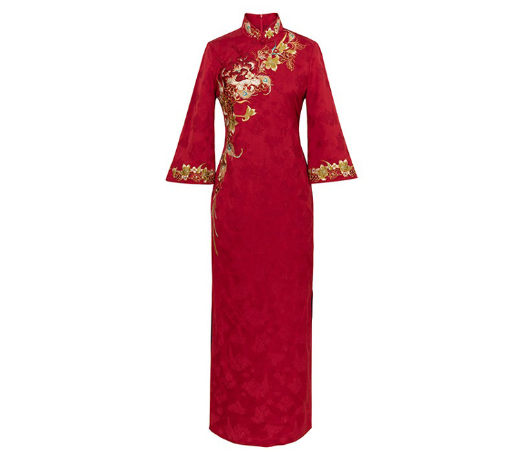 Women Wedding Attire Red Traditional Qipao Gown Paired with Yunjian